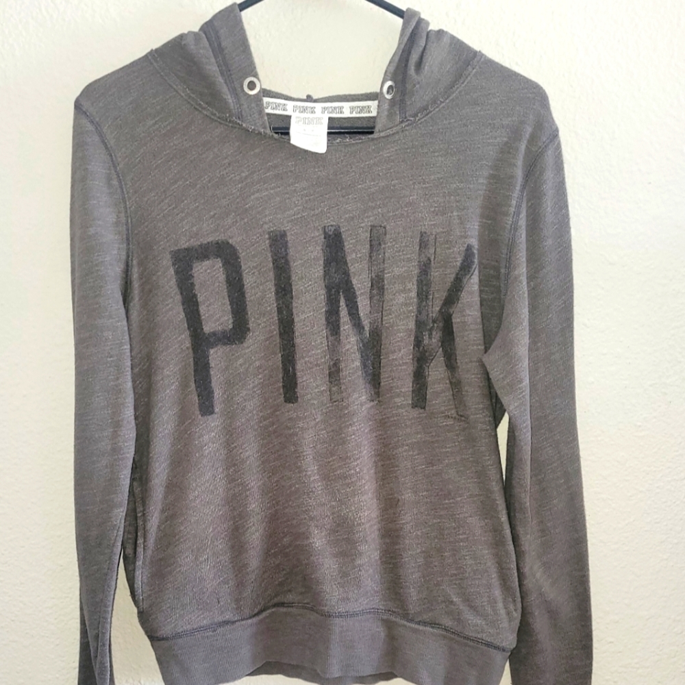 PINK (small) gray lightweight hoodie
